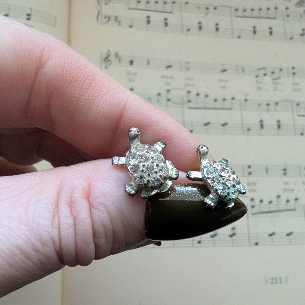 Silver Turtle Stud Earrings
